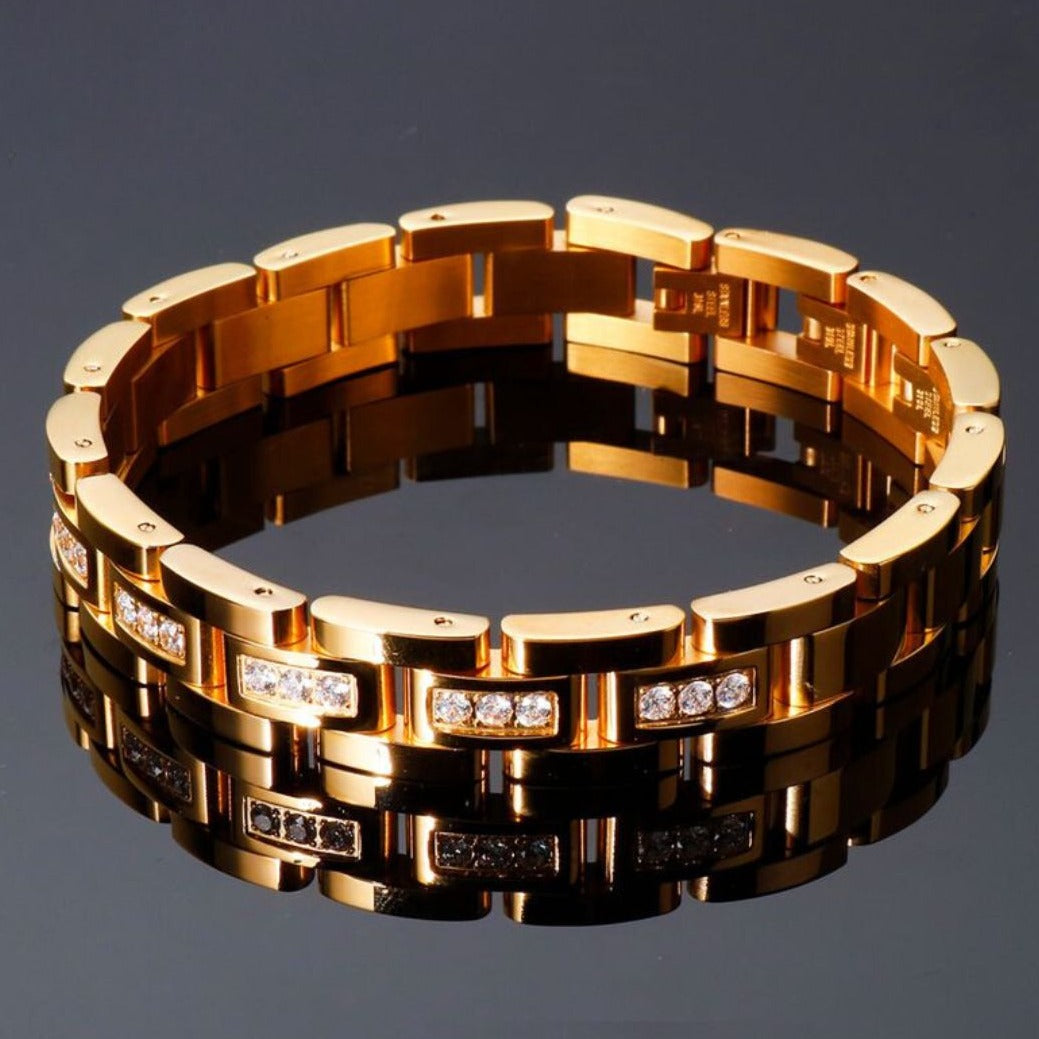 Pulseira Masculina Luxo Banhada a Ouro