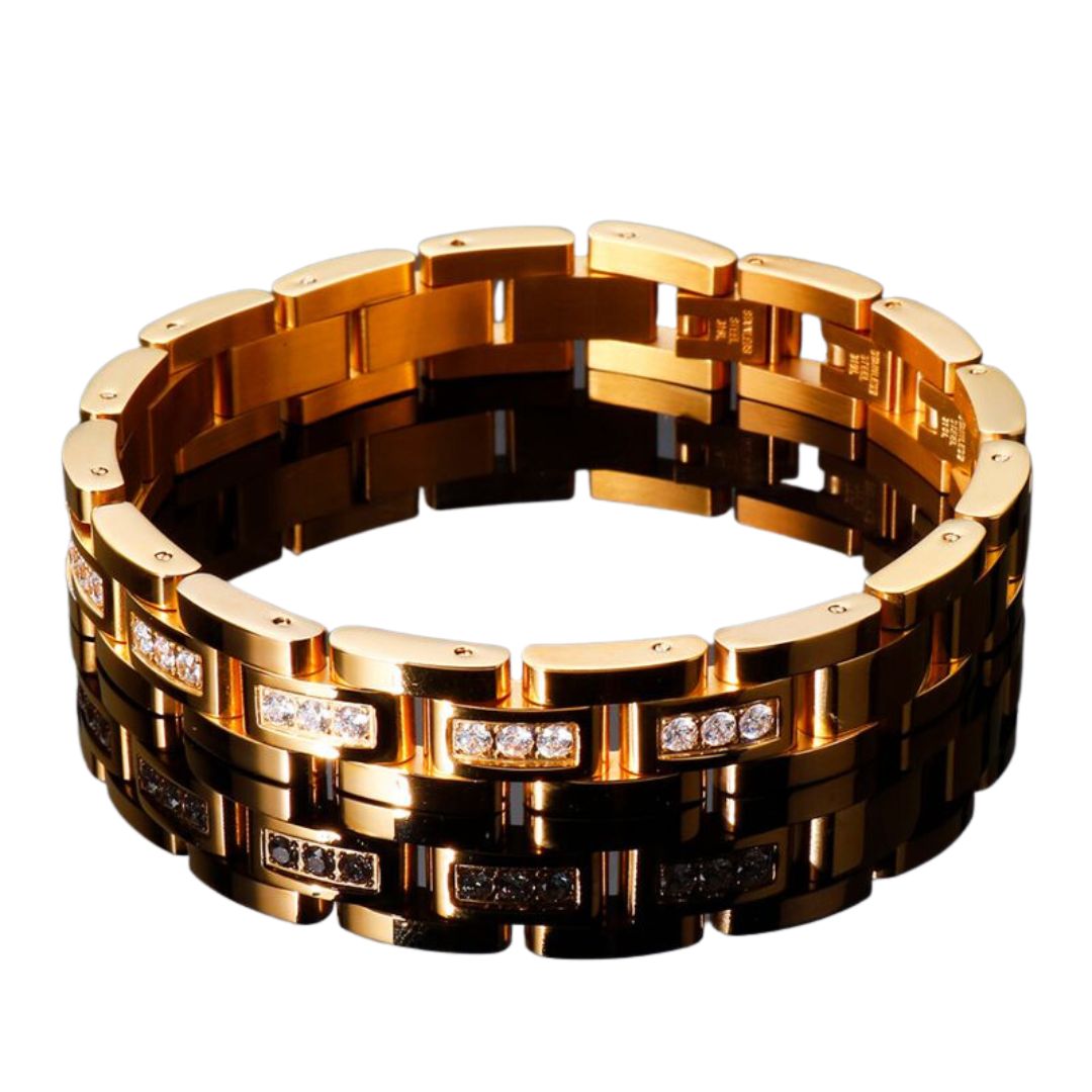 Pulseira Masculina Luxo Banhada a Ouro