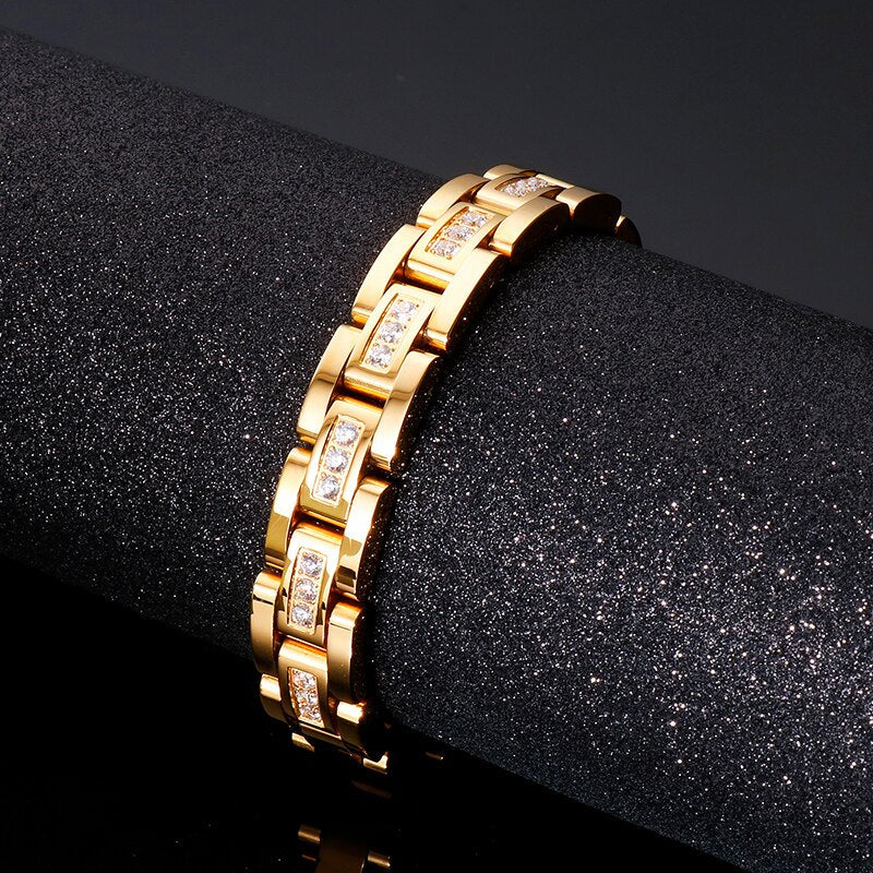 Pulseira Masculina Luxo Banhada a Ouro