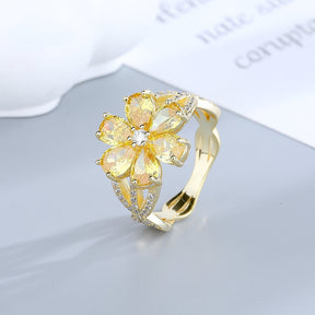 Anel Flor de Prata Folheado a Ouro 18k