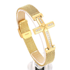 Pulseira Crucifixo Folheada a Ouro