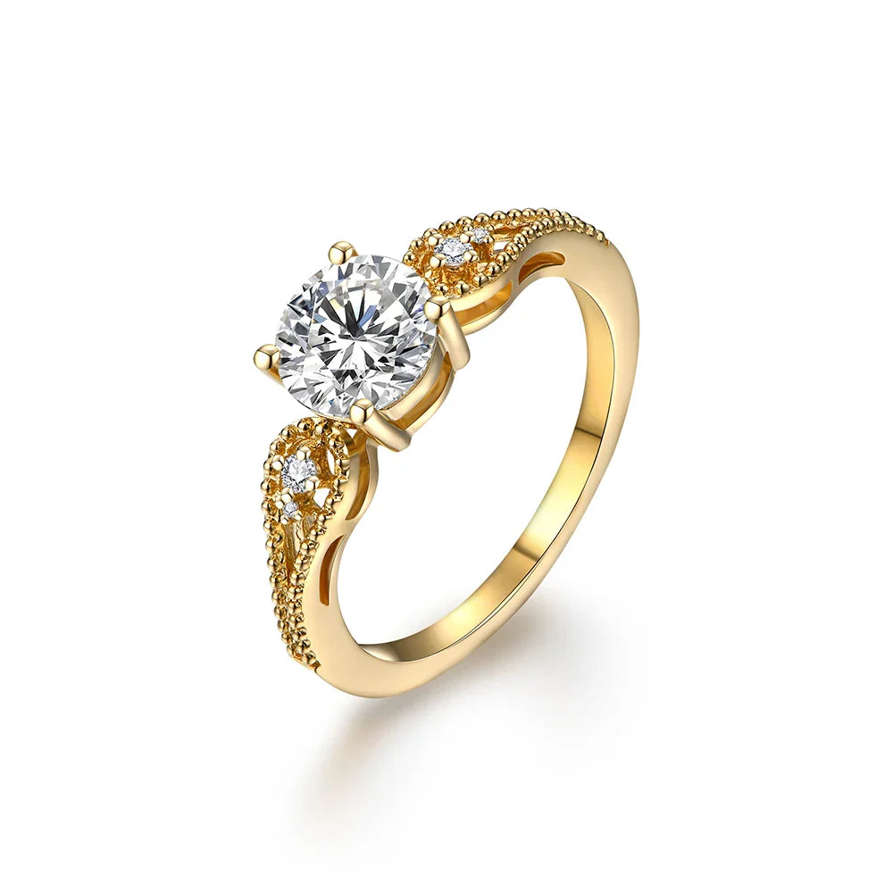 Anel Solitário Moissanite Banhado em Ouro 18k