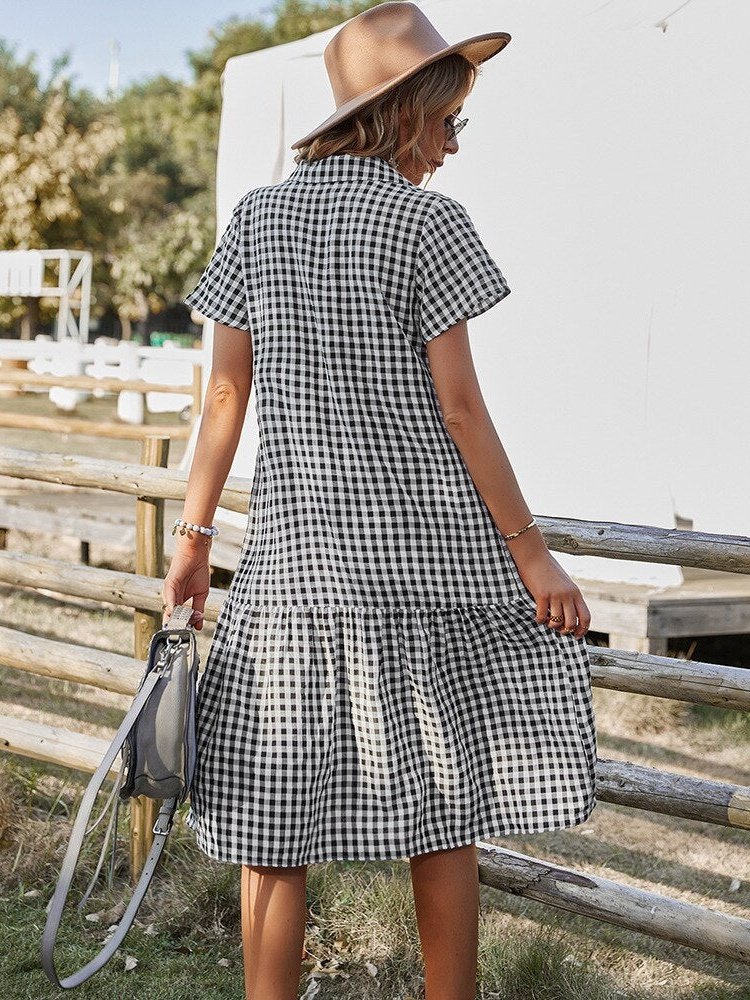 Vestido Midi Xadrez com Botões Laís