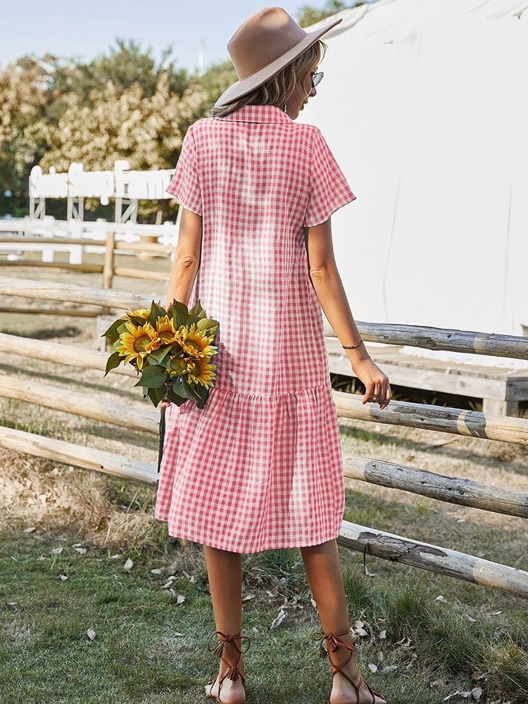 Vestido Midi Xadrez com Botões Laís