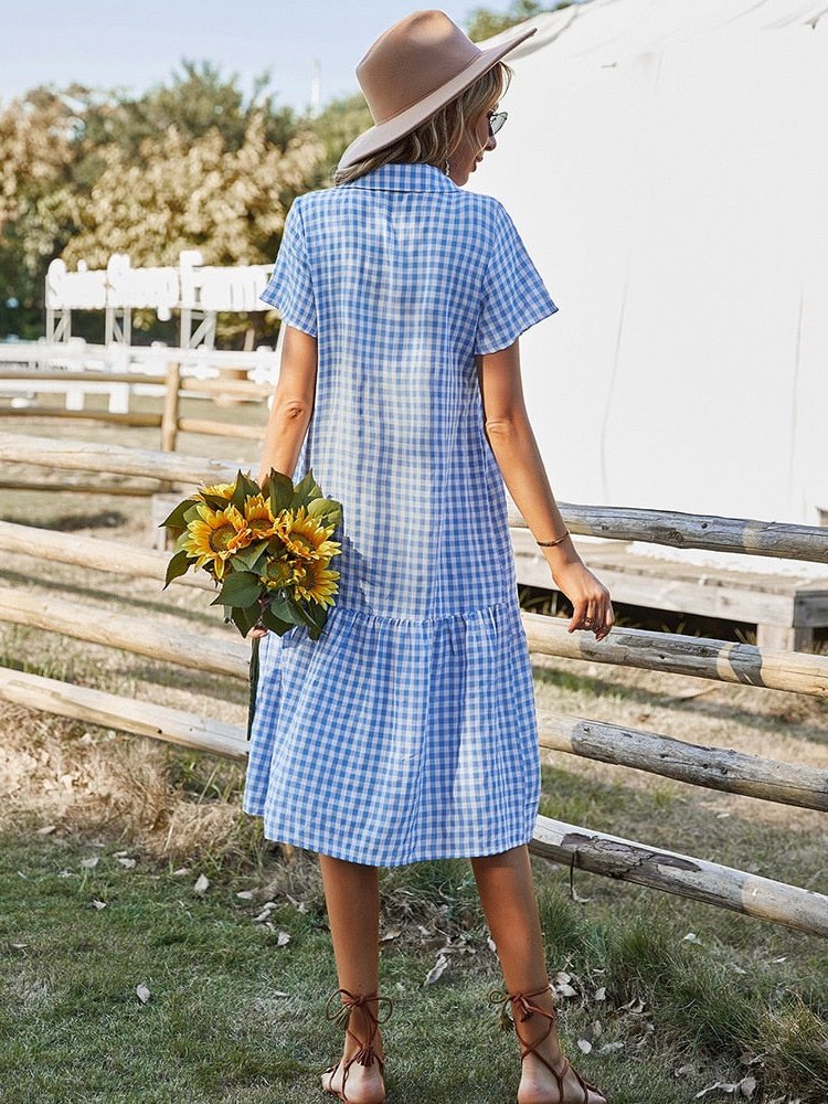 Vestido Midi Xadrez com Botões Laís